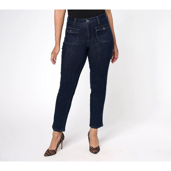 Susan Graver Regular Straight Leg Jean with Patch Pockets Womens Plus Size 20W - Picture 1 of 7